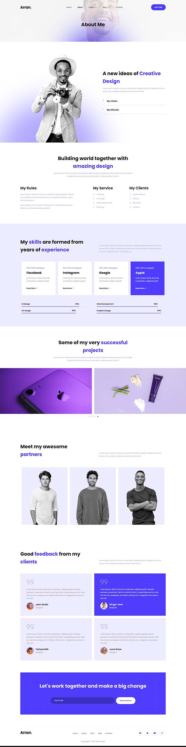 About — Arran - Personal Portfolio Elementor Template
