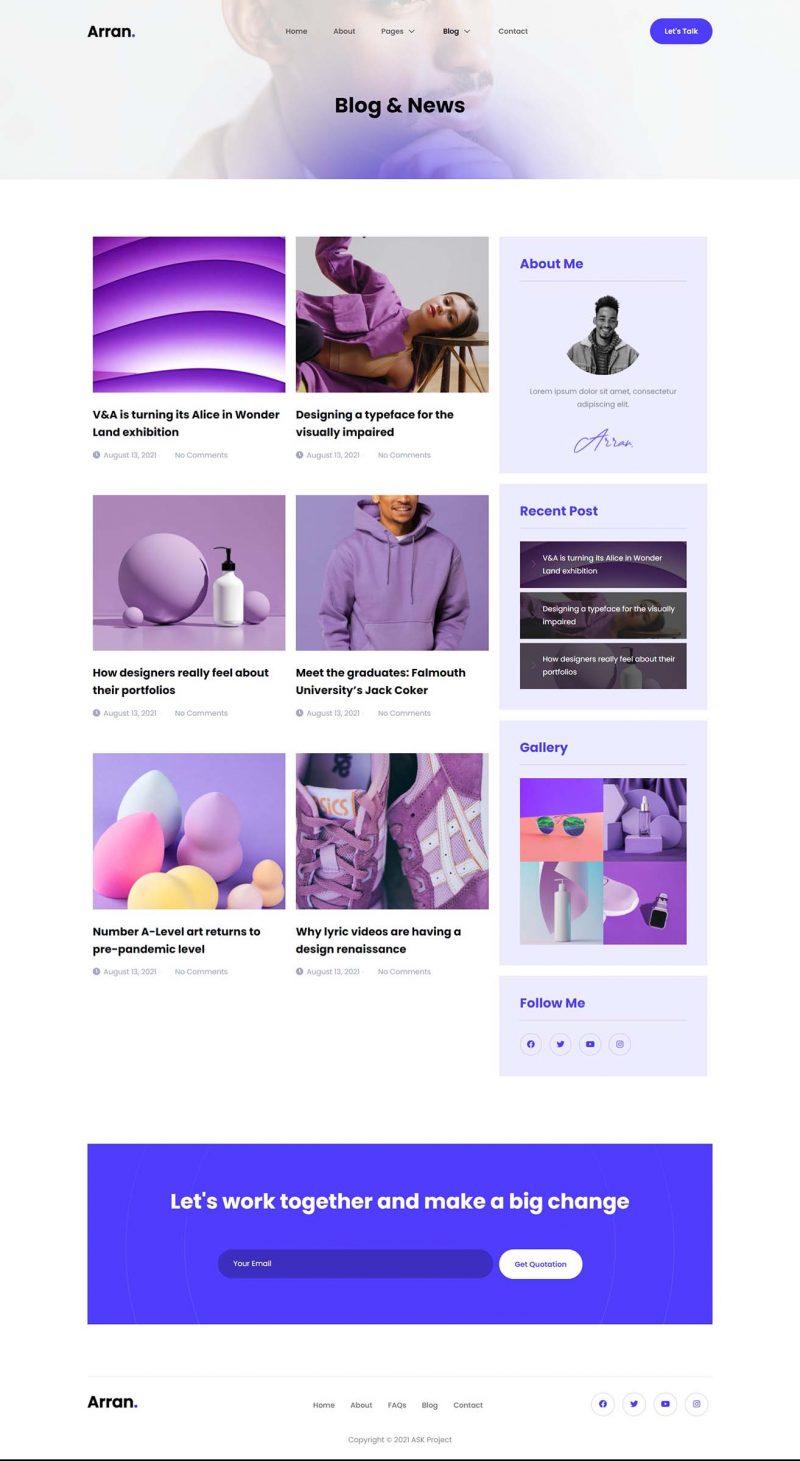Blog — Arran - Personal Portfolio Elementor Template