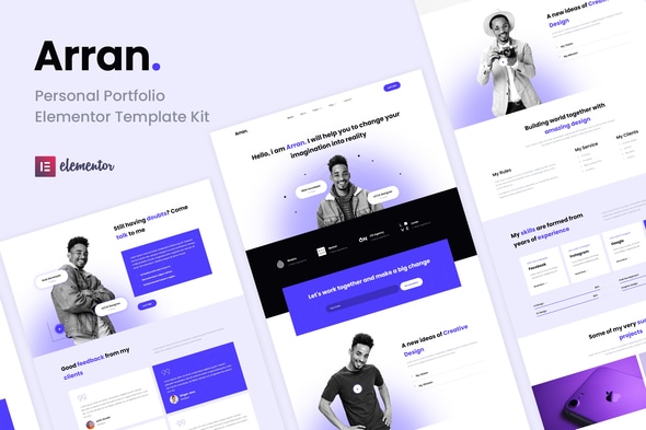 Arran - Personal Portfolio Elementor Template — Elementor template kit cover