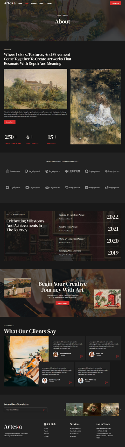About — Artesia - Painting & Artist Elementor Template