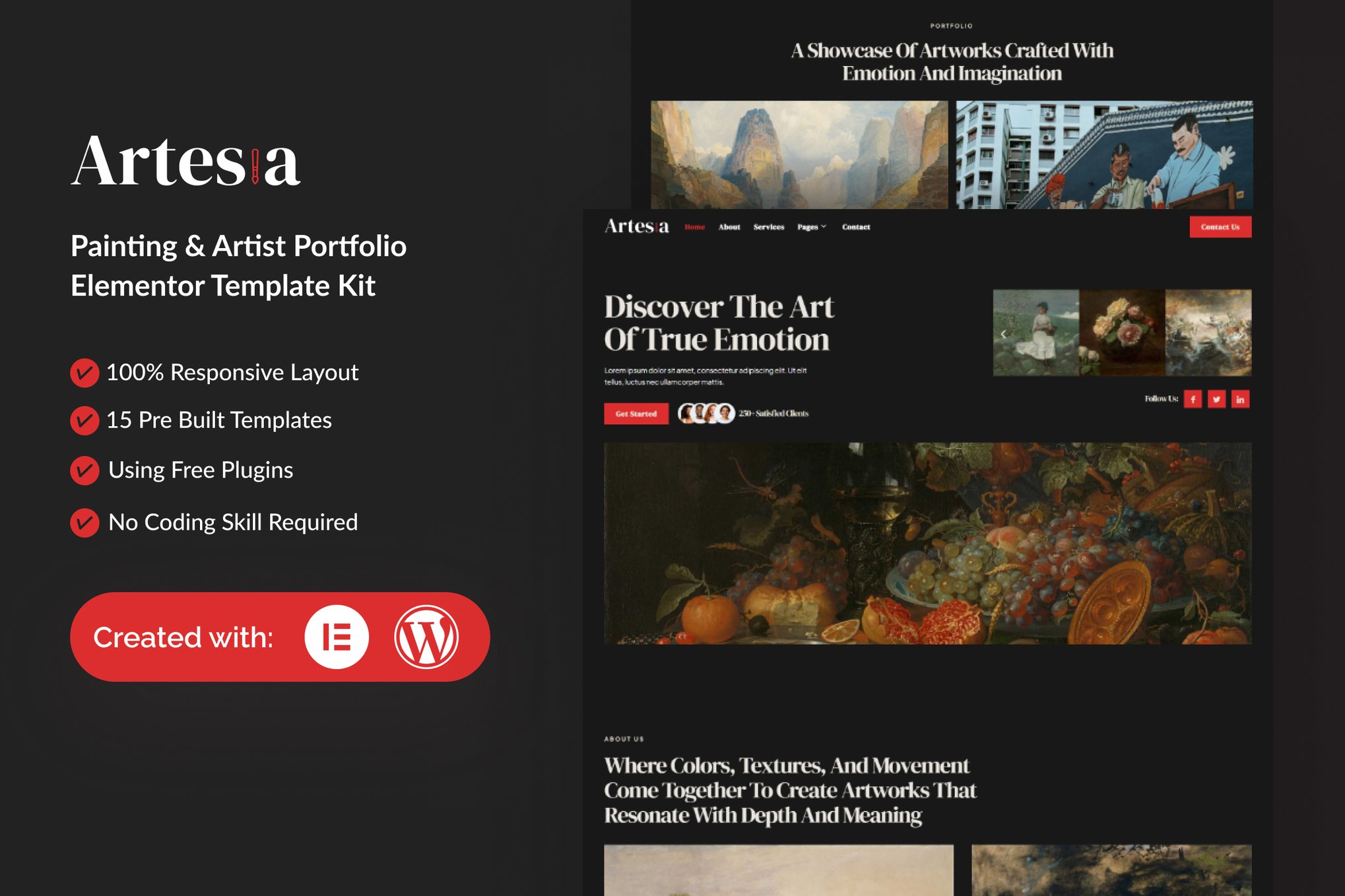 Artesia - Painting & Artist Elementor Template — Elementor template kit cover