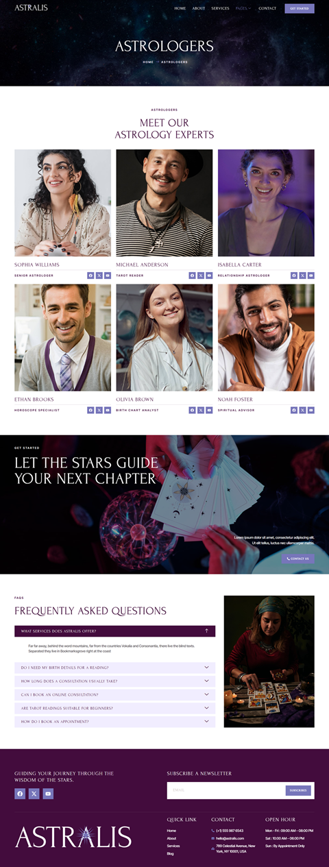 Astrologers — Astralis - Modern Astrology & Horoscope Elementor Template
