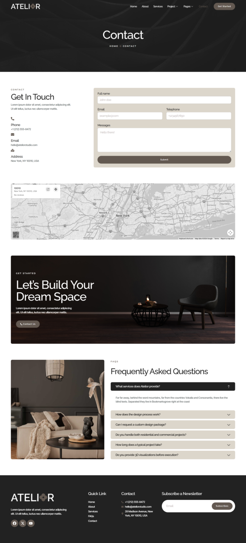 Contact — Atelior - Interior Design & Architecture Elementor Template