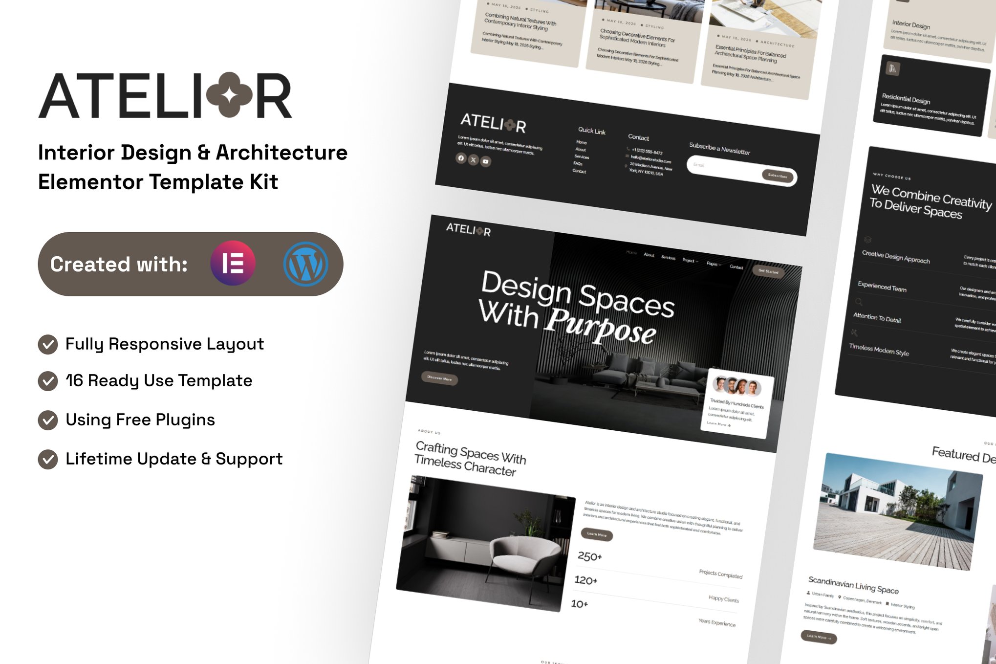 Atelior - Interior Design & Architecture Elementor Template — Elementor template kit cover