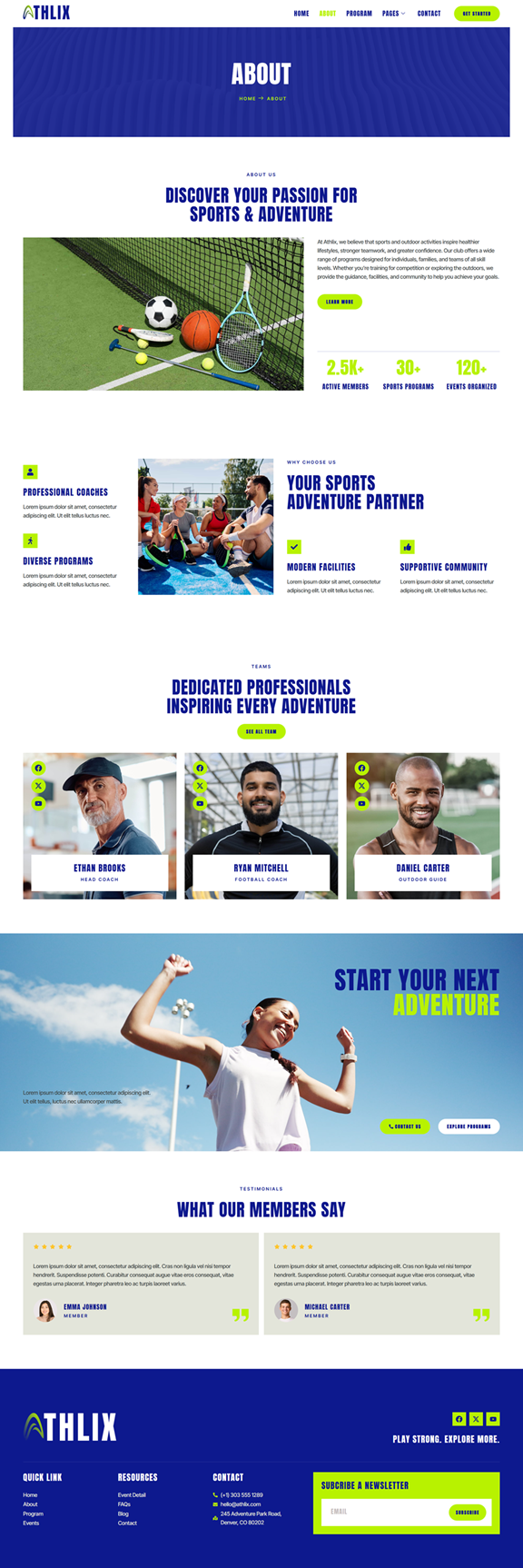 About — Athlix - Sports Club & Outdoor Games Elementor Template