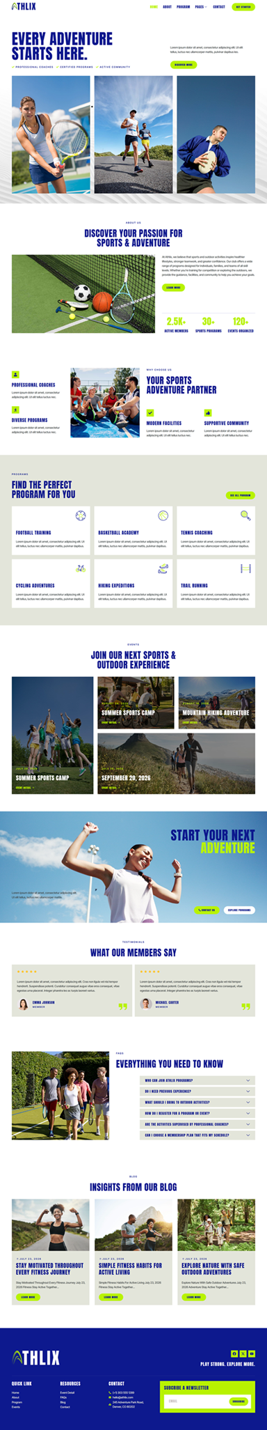 Home — Athlix - Sports Club & Outdoor Games Elementor Template