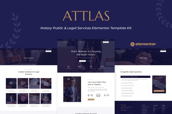 Attlas - Notary Public & Legal Services Elementor Template — Elementor template kit cover