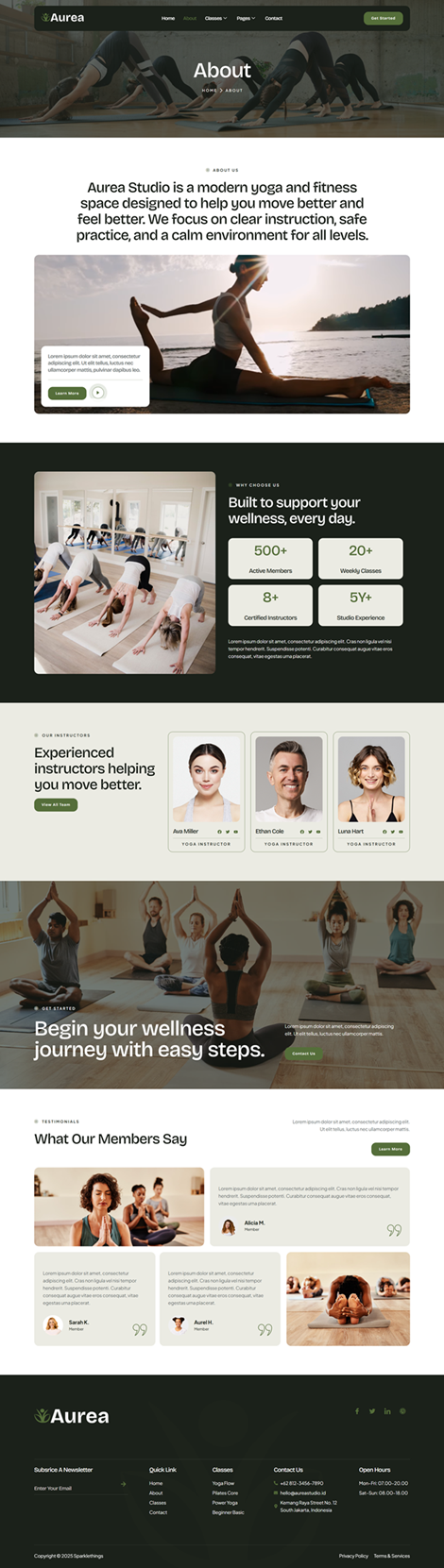 About — Aurea - Yoga Studio & Fitness Designer Elementor Template