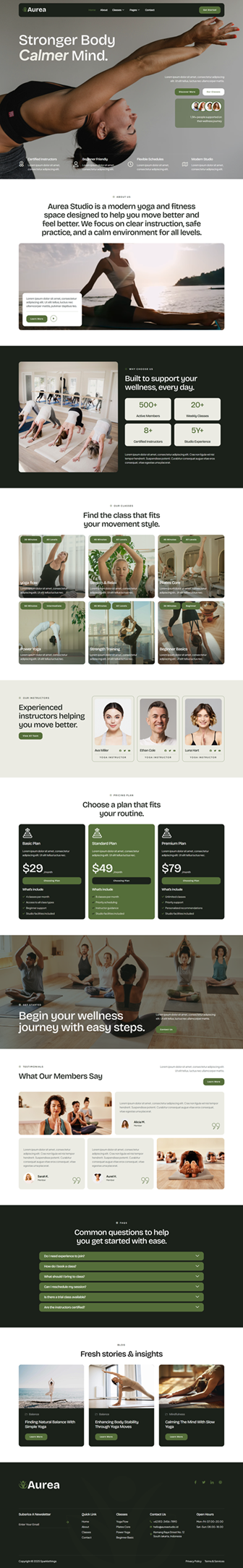 Home — Aurea - Yoga Studio & Fitness Designer Elementor Template