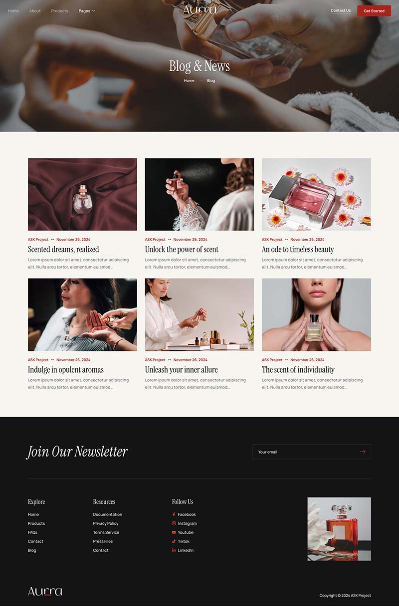 Blog — Aurra - Perfume and Fragrance Elementor Template