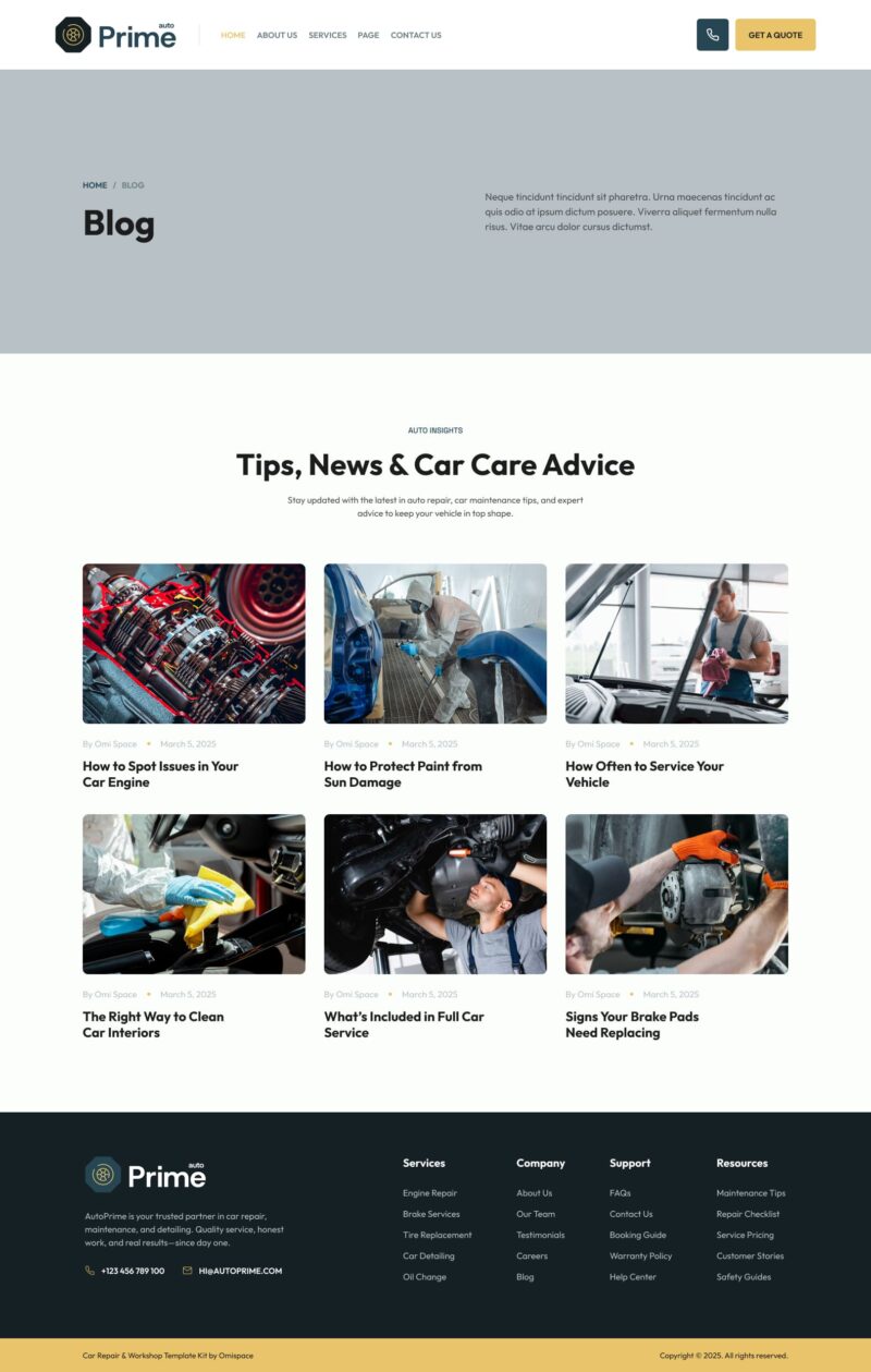 Blog — AutoPrime - Car Repair & Workshop Elementor Template