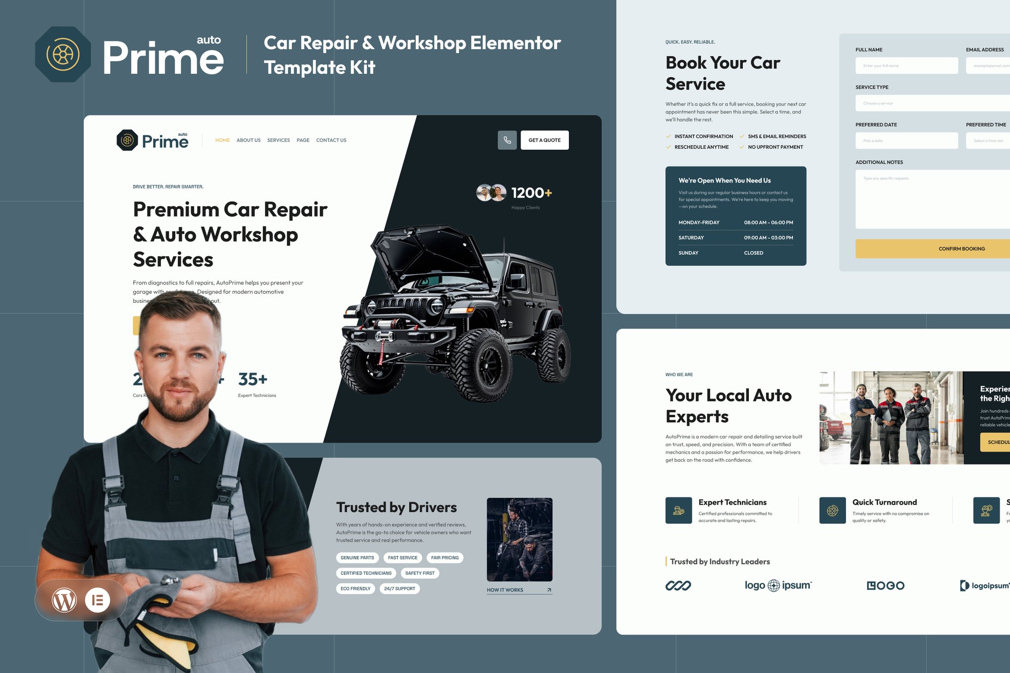 AutoPrime - Car Repair & Workshop Elementor Template — Elementor template kit cover