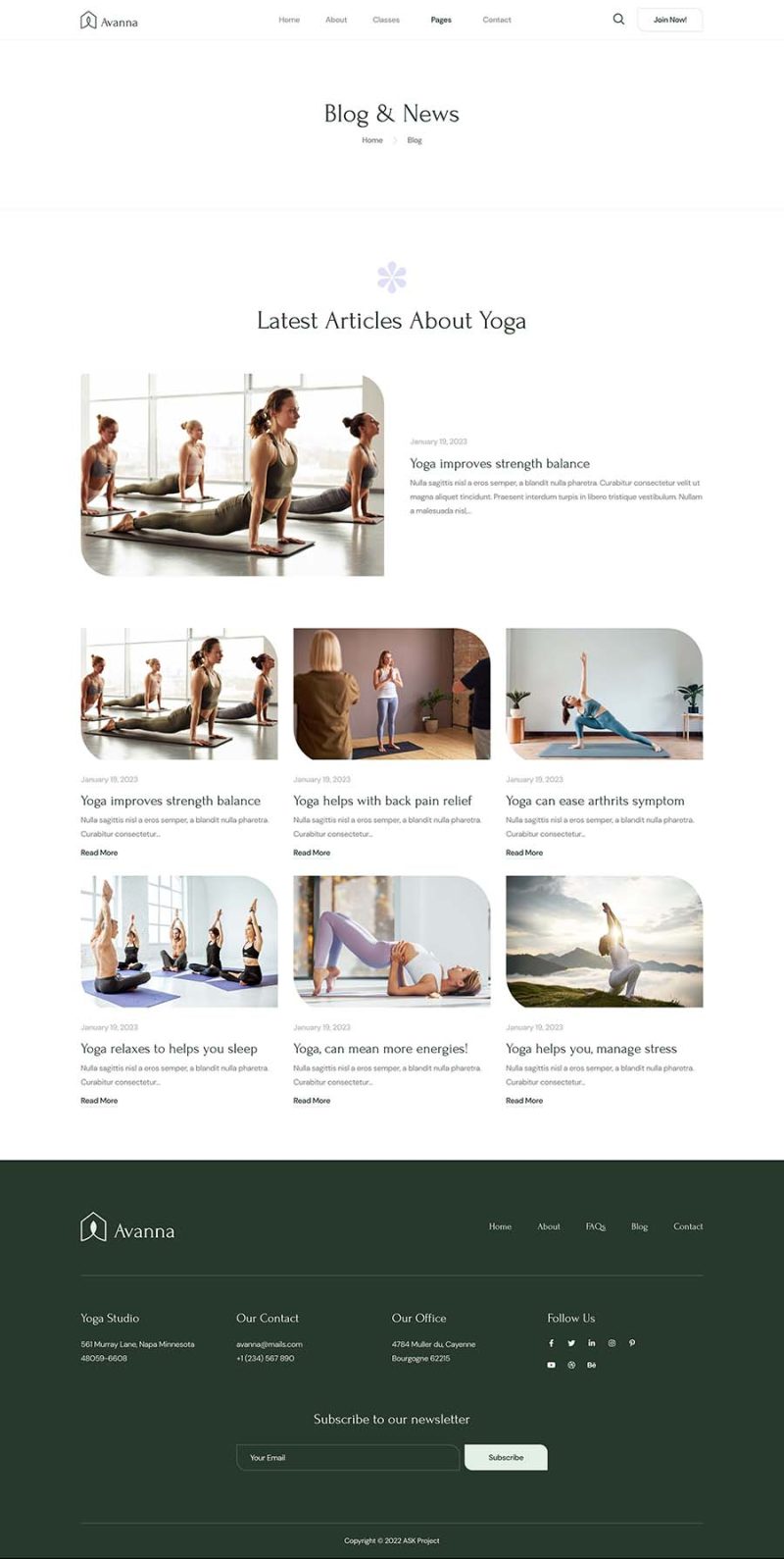 Blog — Avanna - Yoga, Meditation & Fitness Elementor Template
