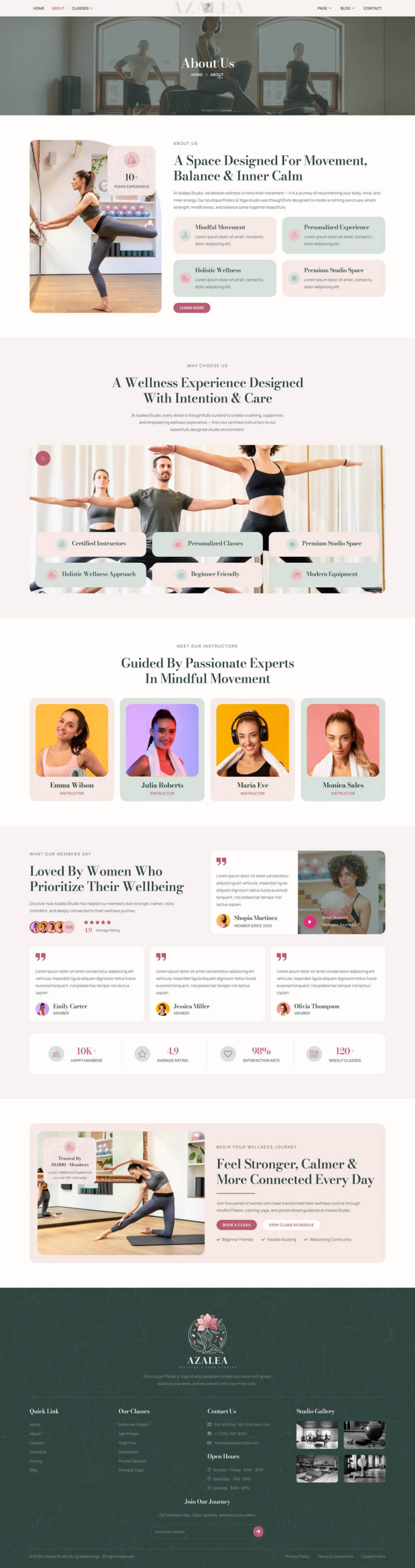 About — Azalea - Pilates & Yoga Studio Elementor Template