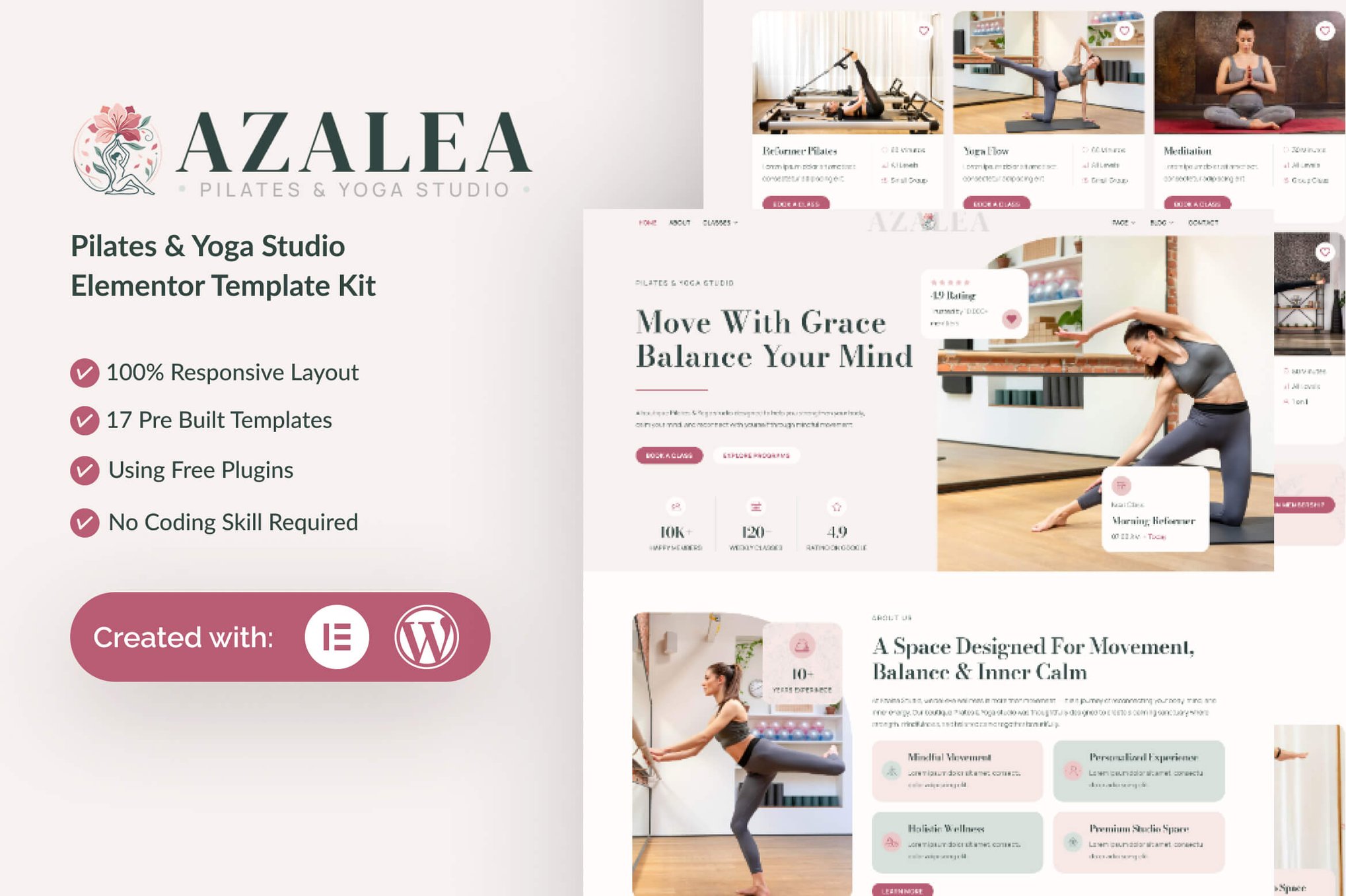 Azalea - Pilates & Yoga Studio Elementor Template — Elementor template kit cover