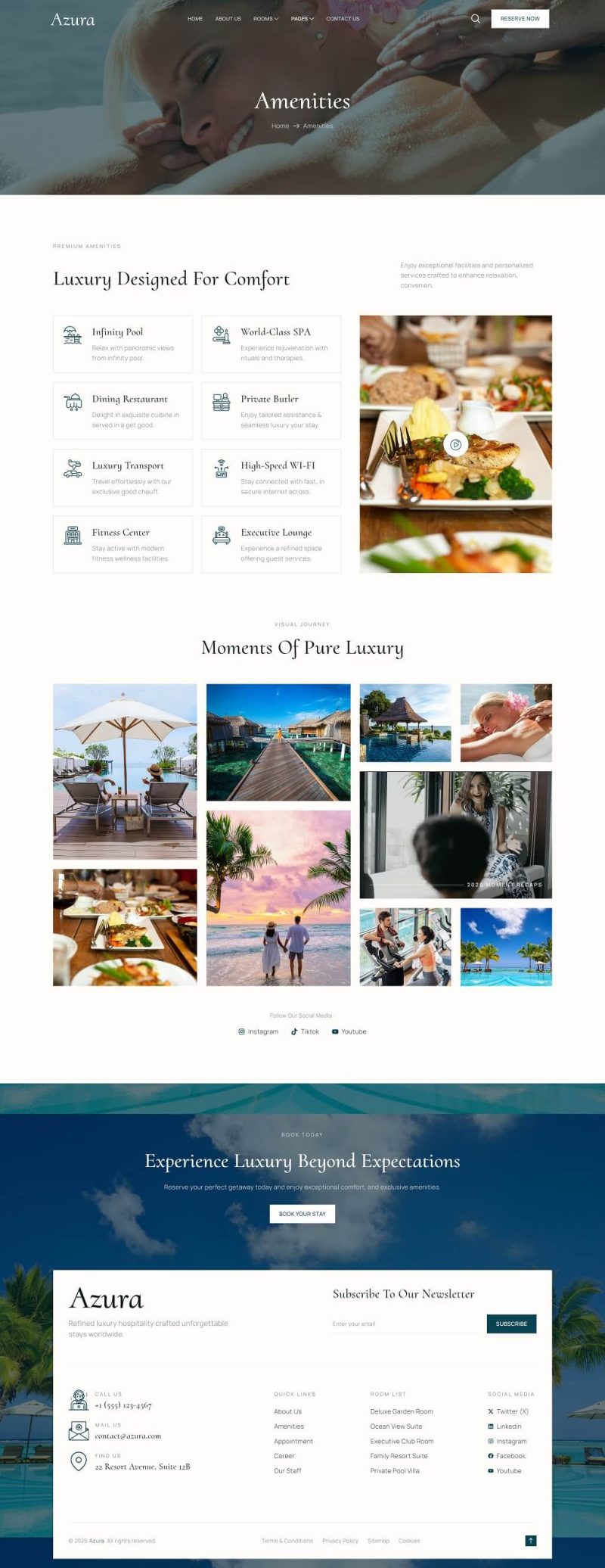 Amenities — Azura - Luxury Hotel & Resort Elementor Template