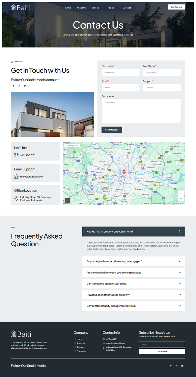 Contact — Baiti - Real Estate & Property Elementor Template