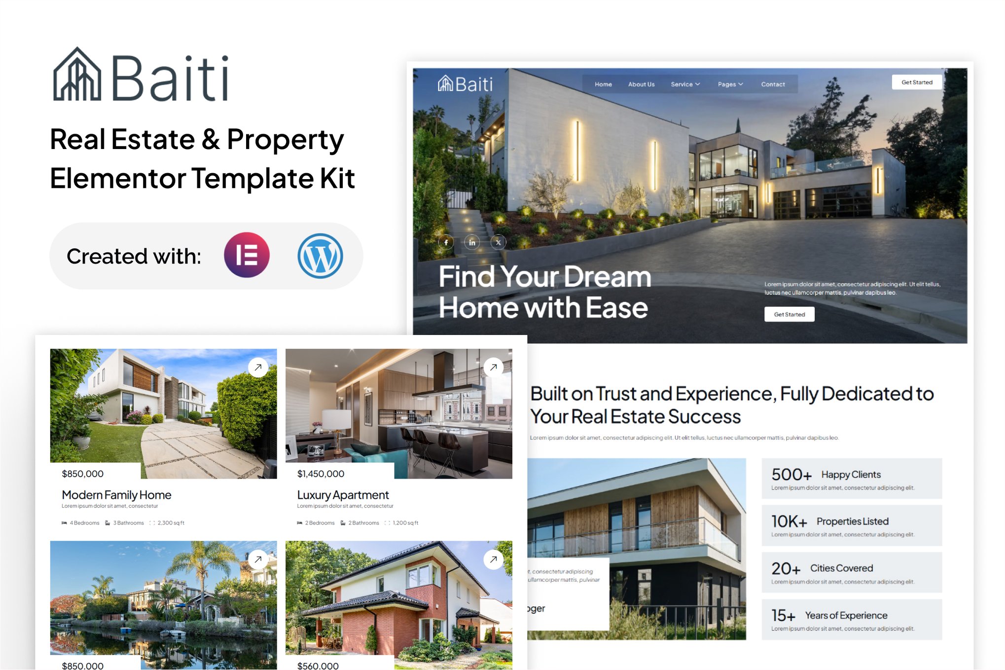 Baiti - Real Estate & Property Elementor Template — Elementor template kit cover