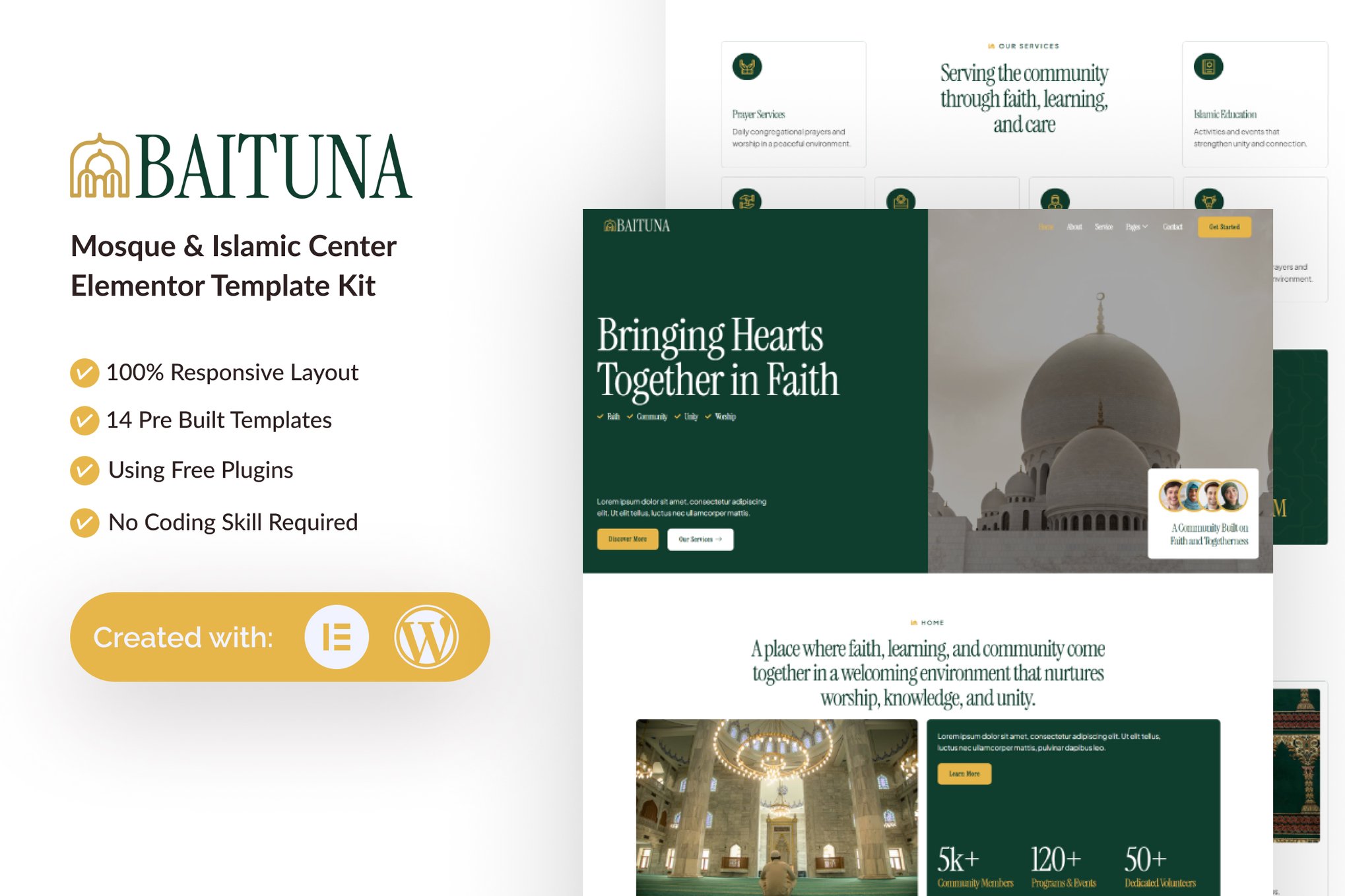 Baituna - Mosque & Islamic Center Elementor Template — Elementor template kit cover