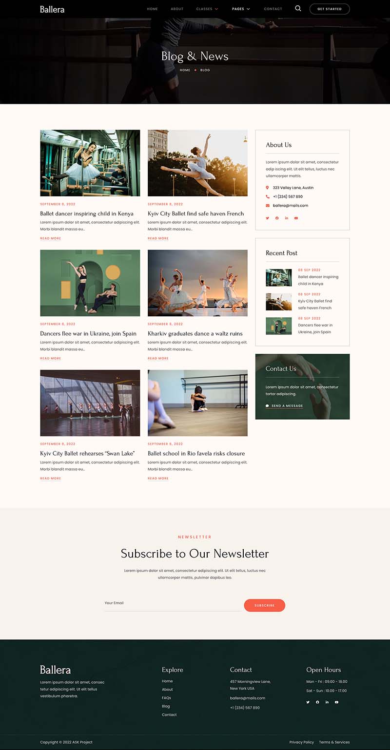 Blog — Ballera - Ballet & Dance School Elementor Template