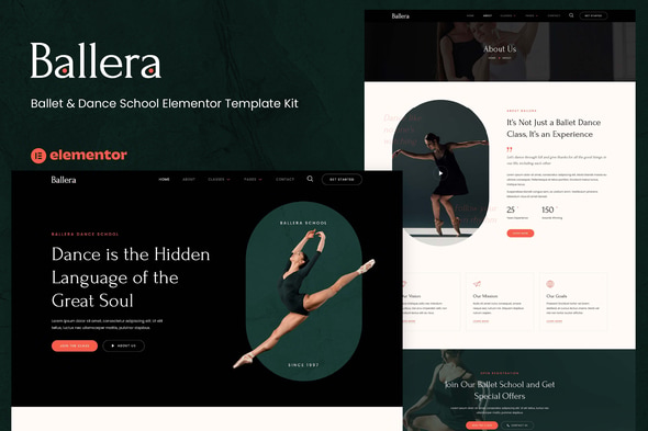 Ballera - Ballet & Dance School Elementor Template — Elementor template kit cover