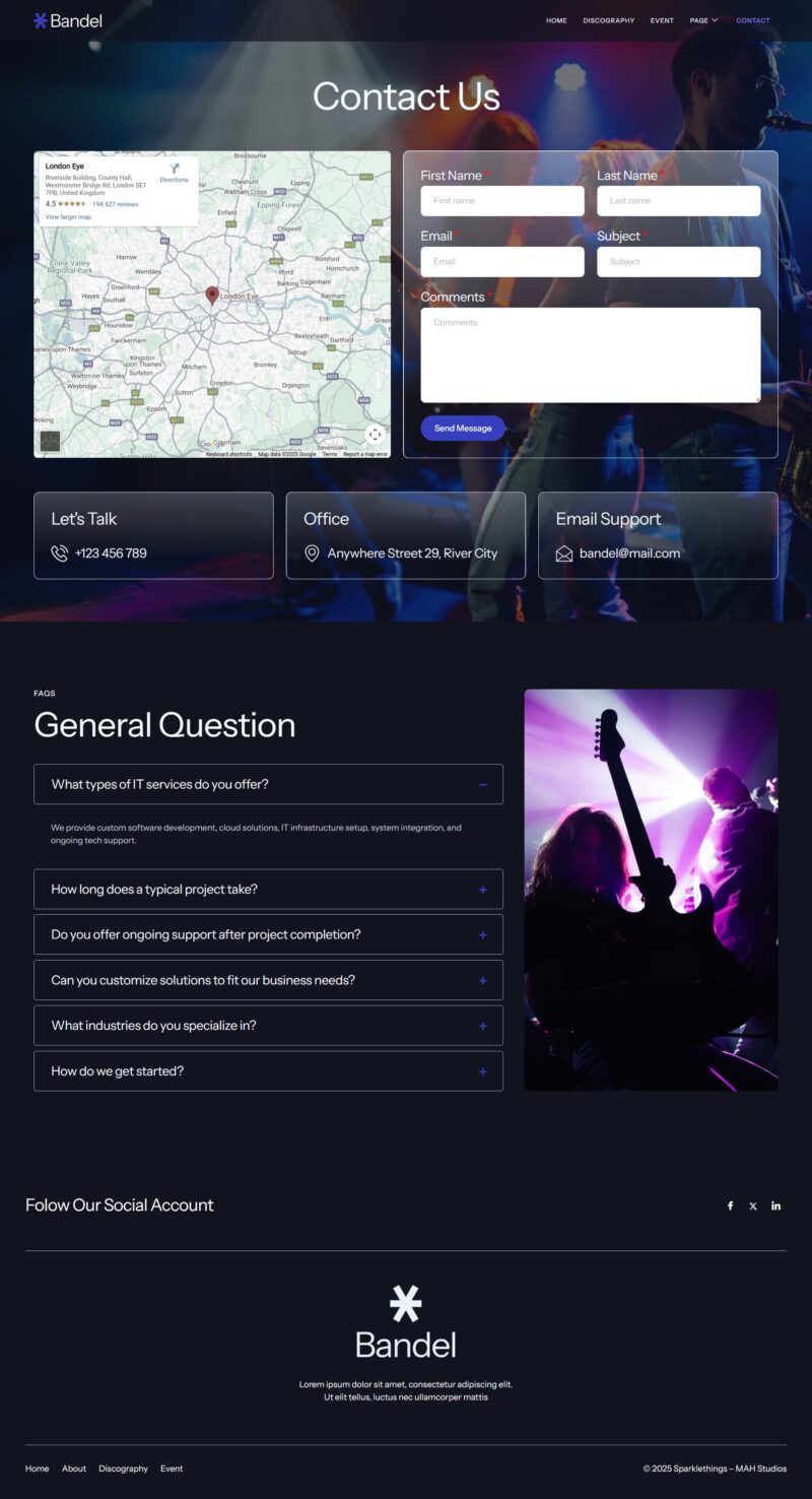 Contact — Bandel - Music Band & Musician Elementor Template