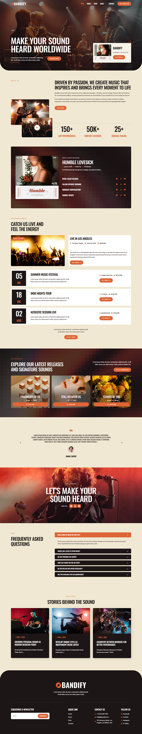 Home — Bandify - Music Band & Musician Elementor Template