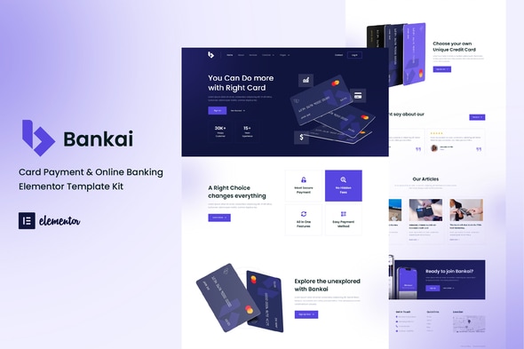 Bankai - Card Payment & Online Banking Elementor Template — Elementor template kit cover