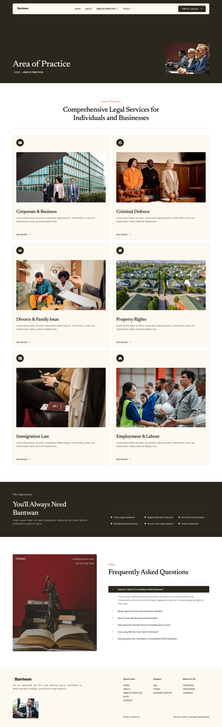 Area of Practices — Bantwan - Law Firm & Attorney Service Elementor Template