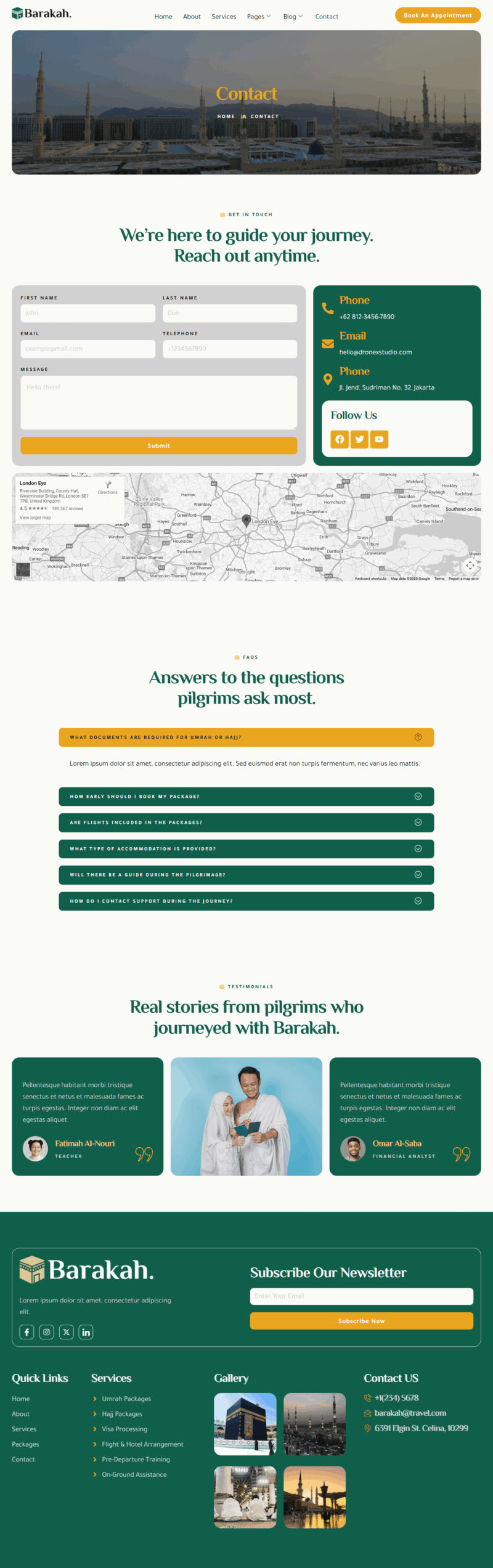 Contact — Barakah - Hajj & Umrah Tour Agency Elementor Template