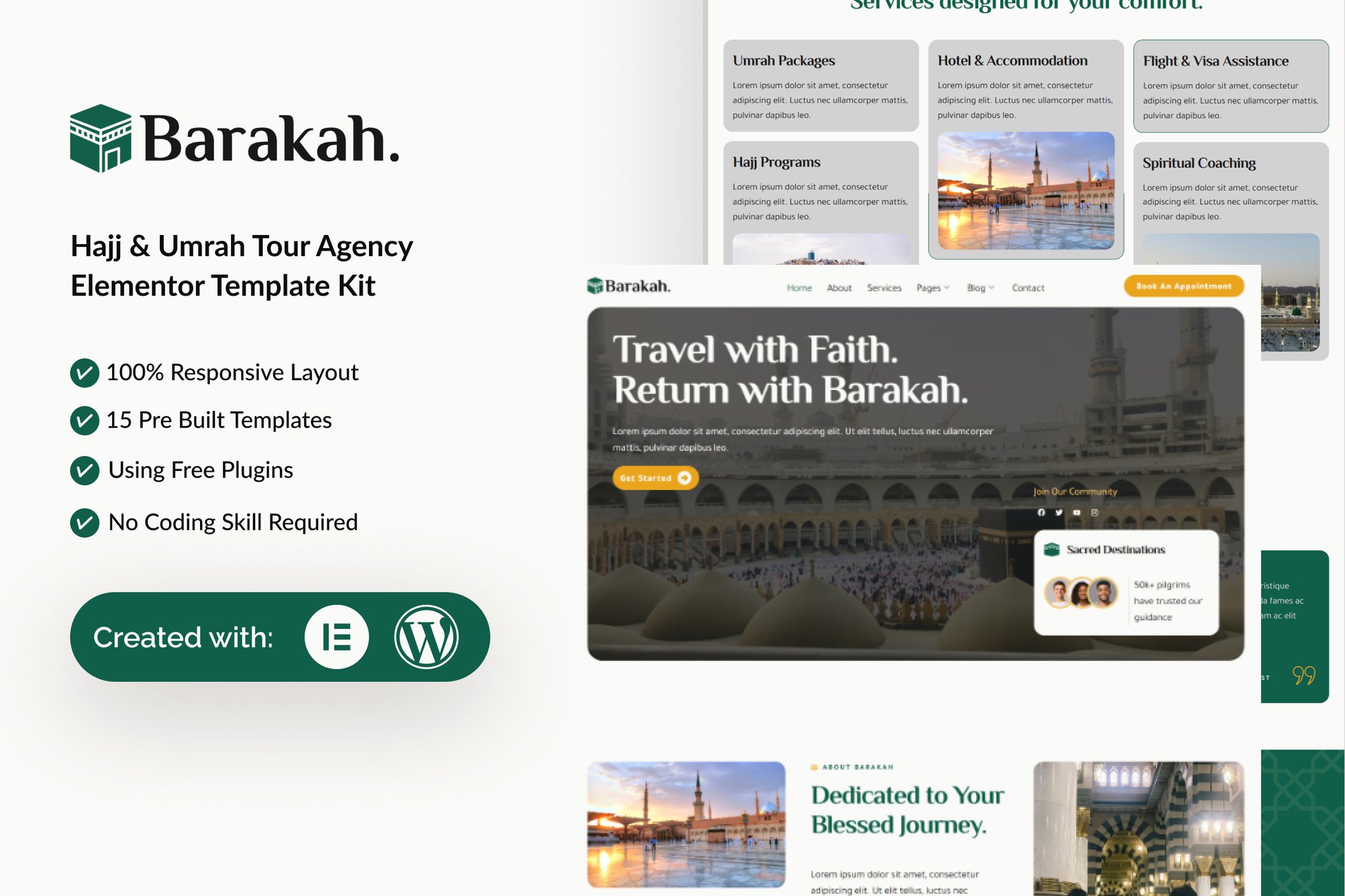 Barakah - Hajj & Umrah Tour Agency Elementor Template — Elementor template kit cover