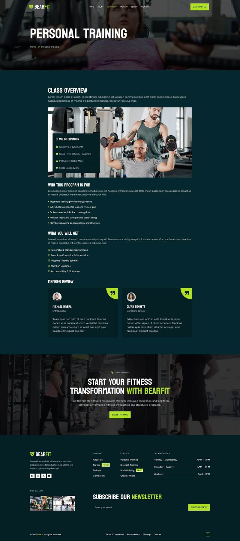 Class Detail — Bearfit - Gym & Fitness Center Elementor Template