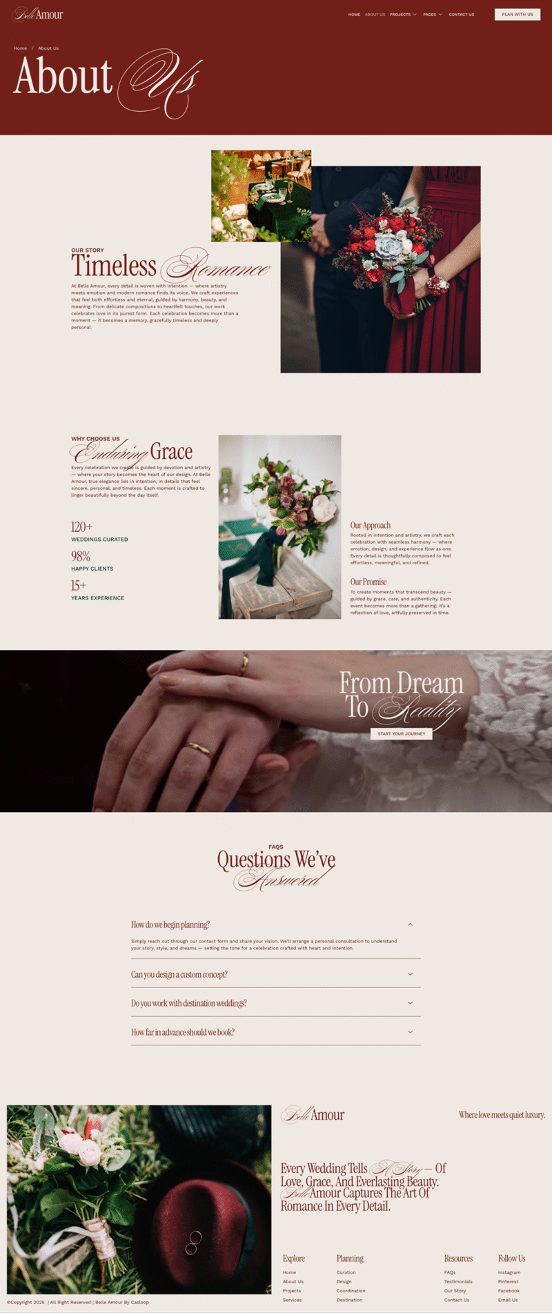 About Us — Belle Amour - Modern Elegant Wedding Planner Elementor Template