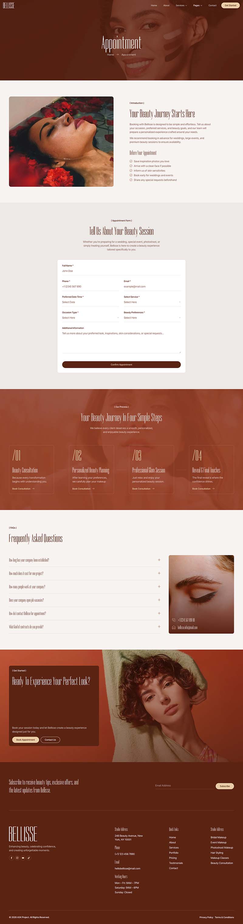 Appointment — Bellisse - Makeup Artist & Beauty Studio Elementor Template