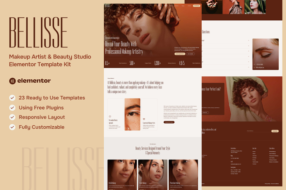 Bellisse - Makeup Artist & Beauty Studio Elementor Template — Elementor template kit cover
