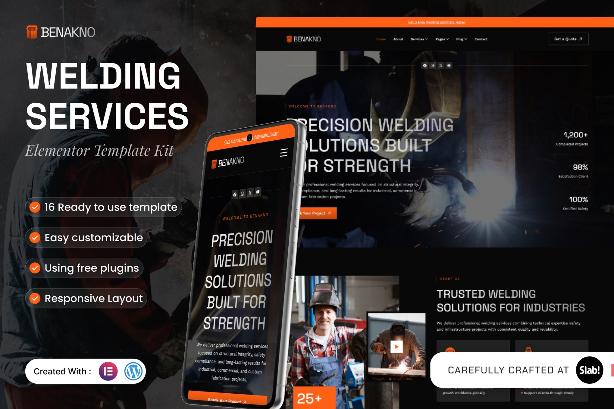 Benakno - Welding Services Elementor Template — Elementor template kit cover