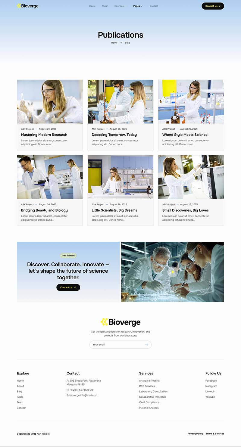 Blog — Bioverge - Science Research & Laboratory Elementor Template