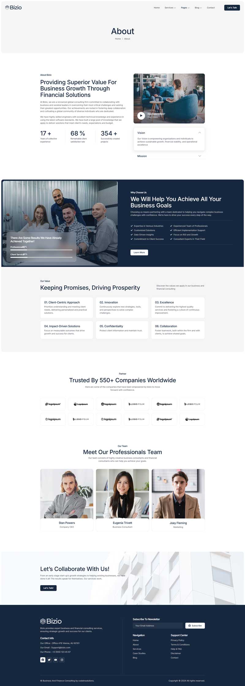 About — Bizio - Business and Finance Consulting Elementor Template