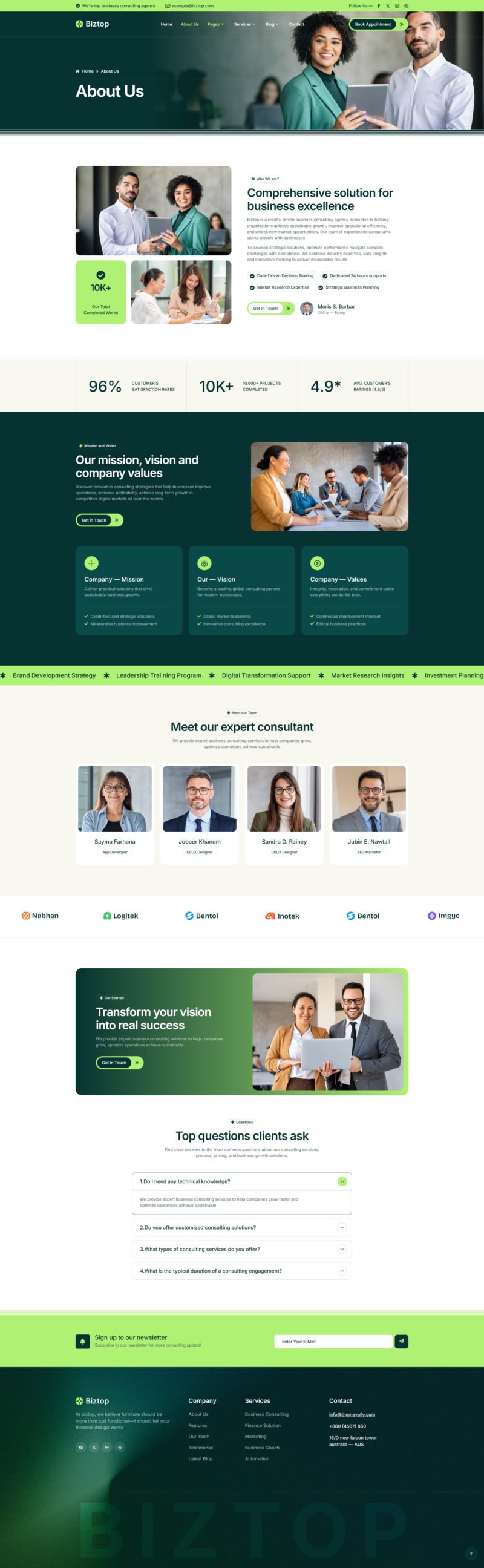 About Us — Biztop — Business Consulting Elementor Template