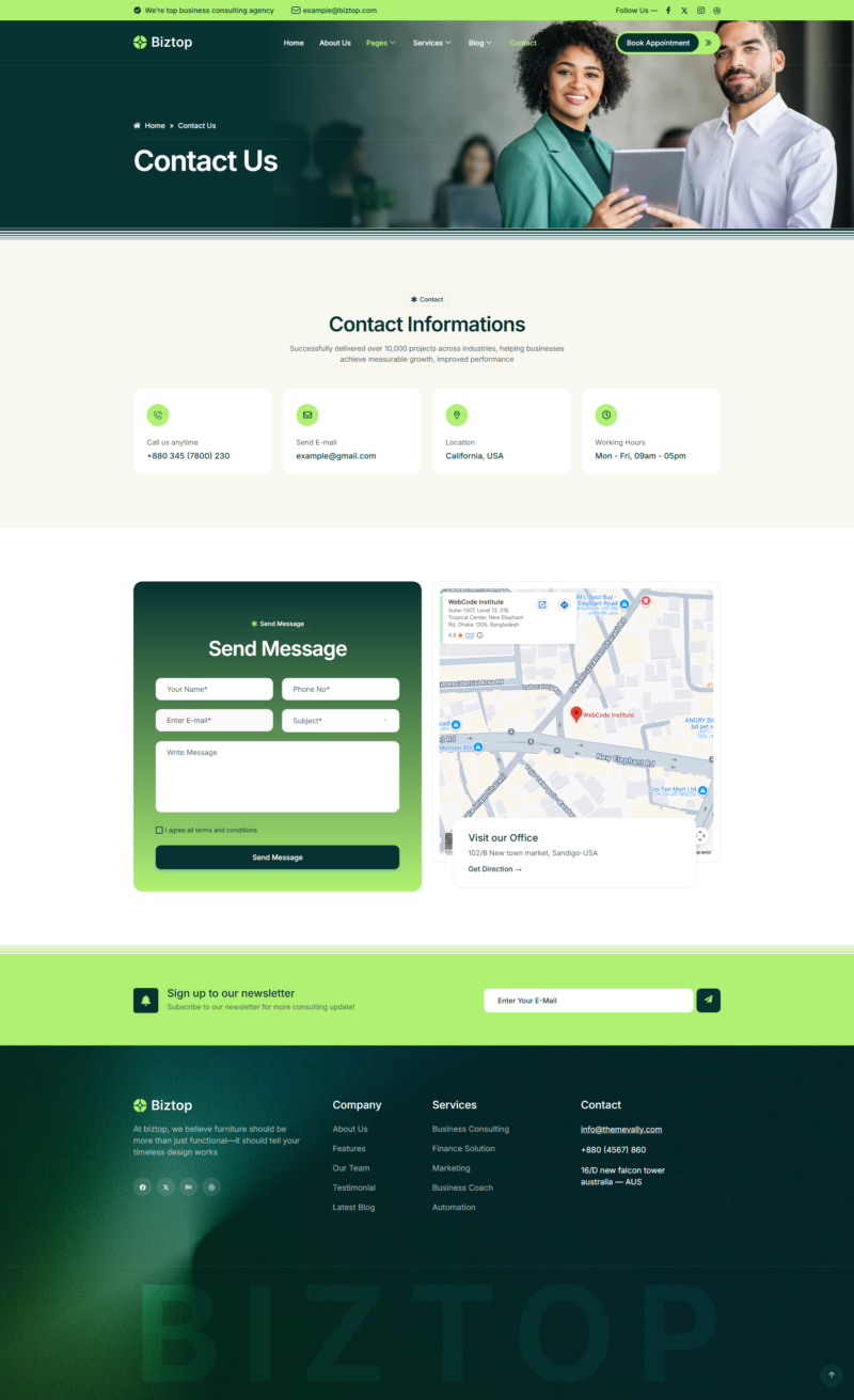 Contact — Biztop — Business Consulting Elementor Template