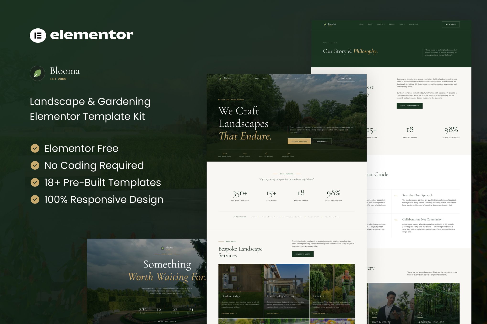 Blooma - Landscape & Gardening Elementor Template — Elementor template kit cover
