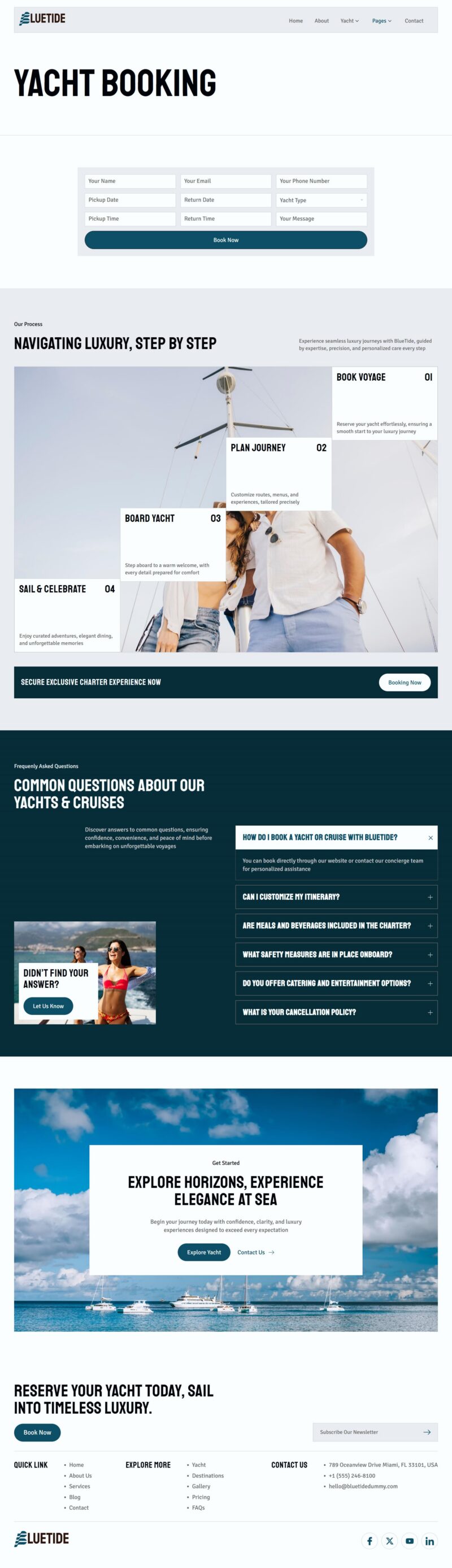 Booking — Bluetide - Yacht Club & Boat Rental Elementor Template