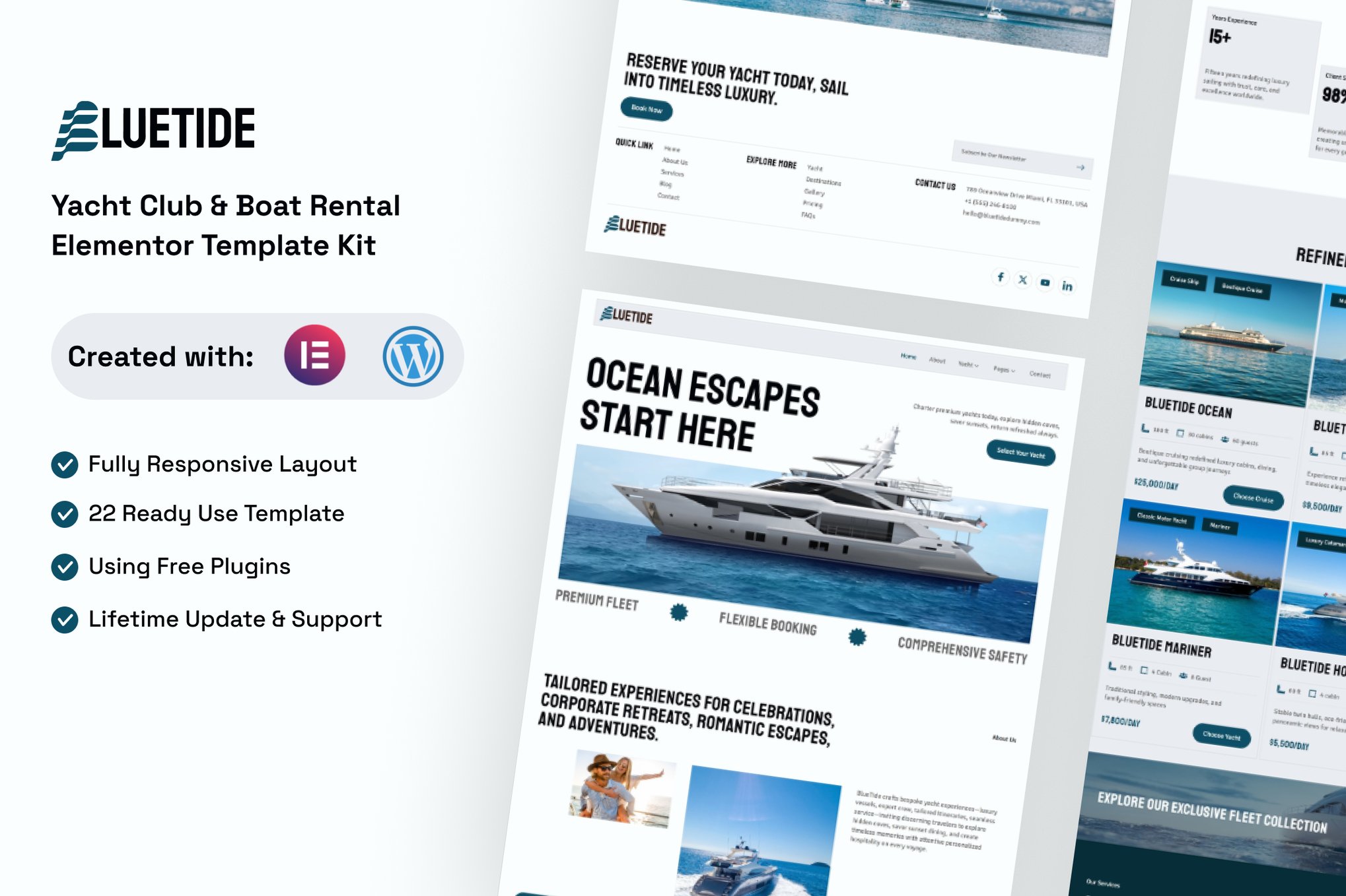 Bluetide - Yacht Club & Boat Rental Elementor Template — Elementor template kit cover