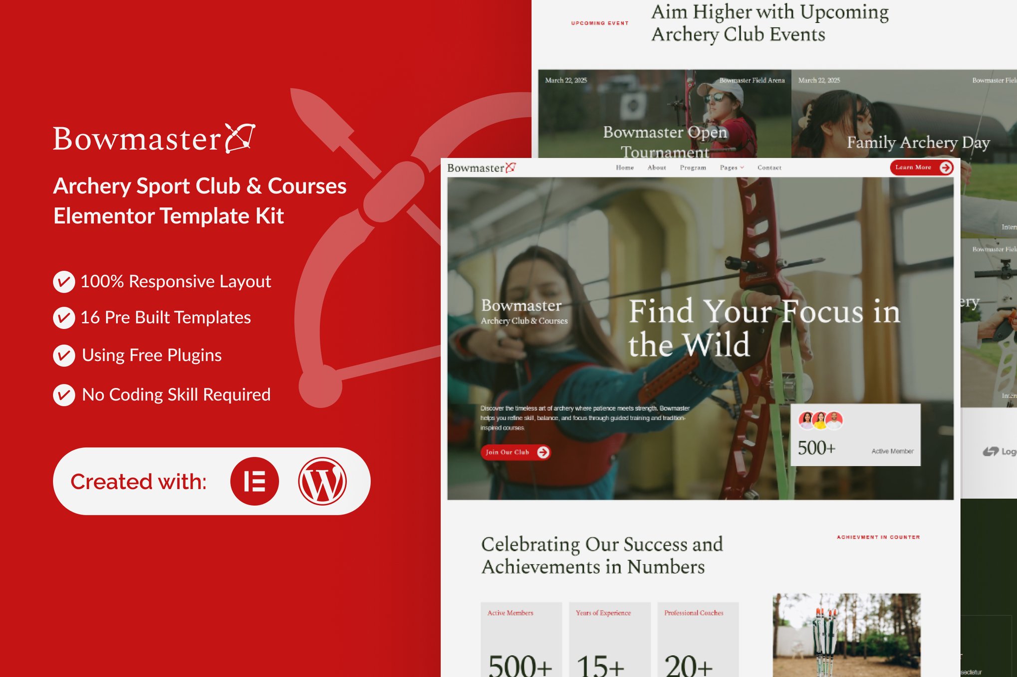 Bowmaster - Archery Club & Courses Elementor Template — Elementor template kit cover