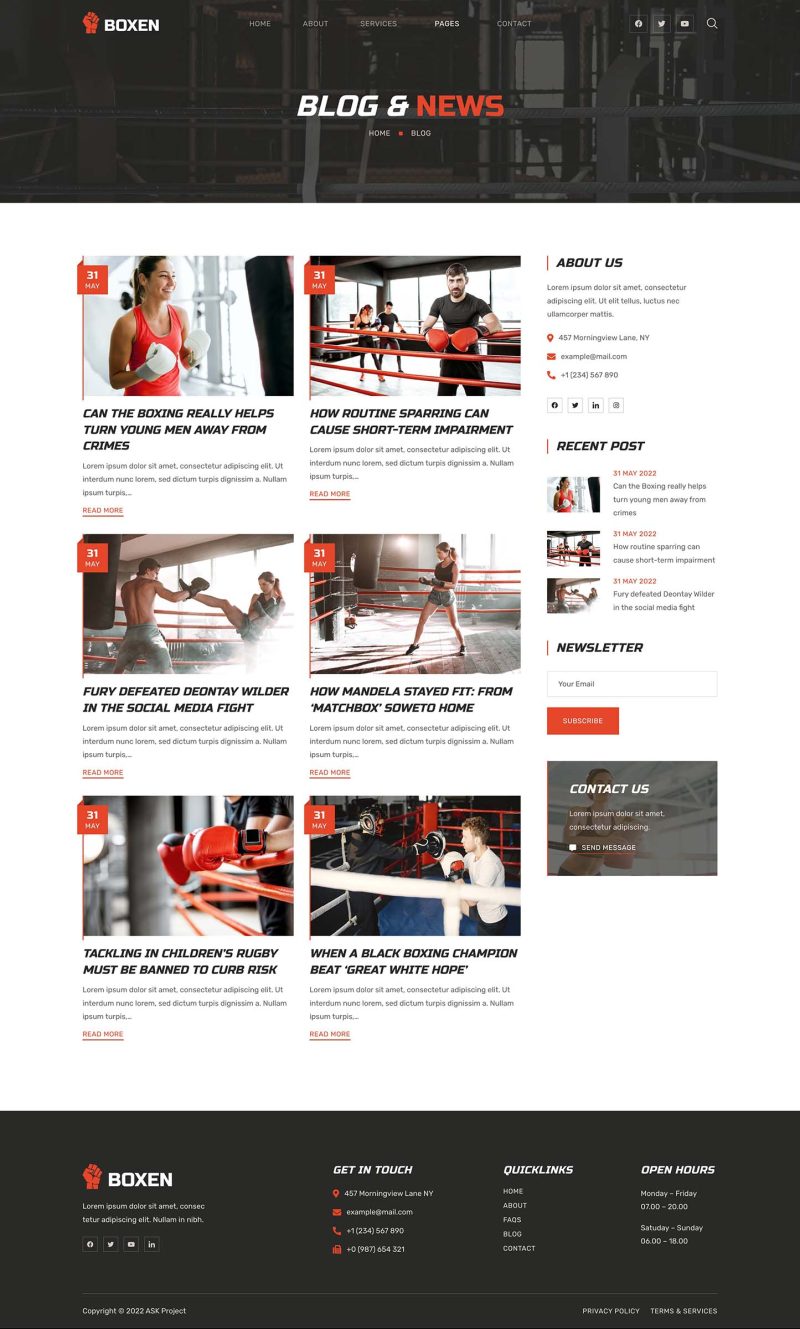 Blog — Boxen - Boxing School & Martial Arts Elementor Template