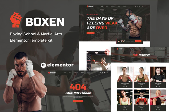 Boxen - Boxing School & Martial Arts Elementor Template — Elementor template kit cover