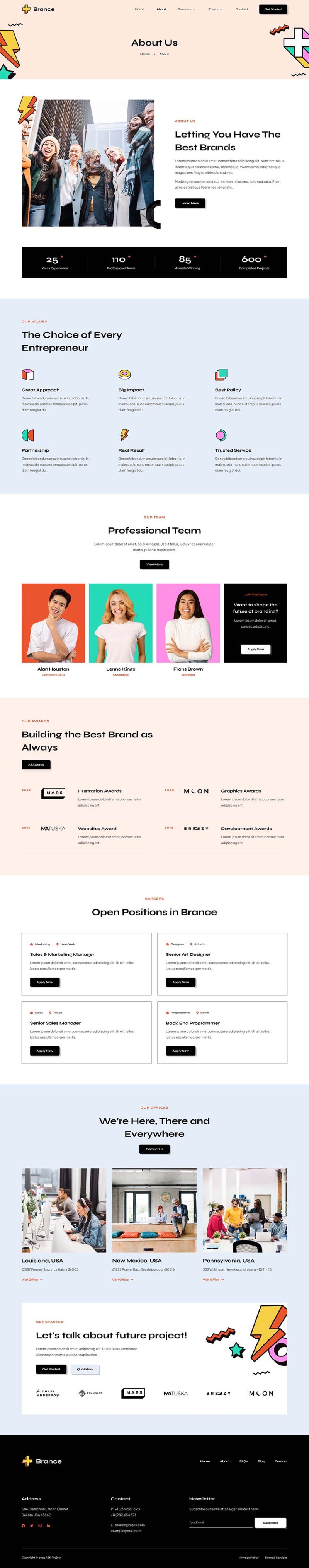 About — Brance - Branding & Advertising Agency Elementor Template