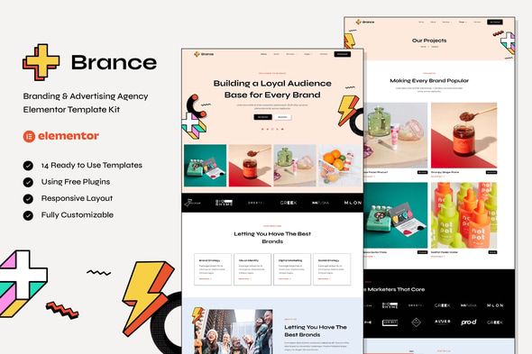 Brance - Branding & Advertising Agency Elementor Template — Elementor template kit cover
