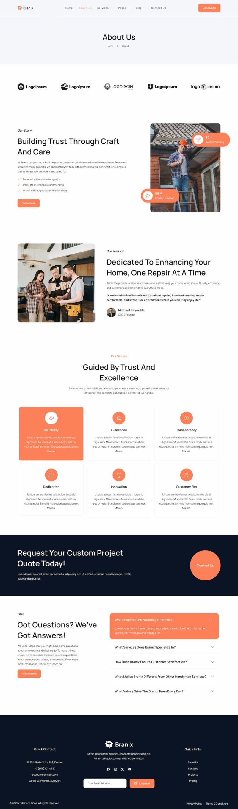 About Us — Branix - Handyman Services Elementor Template
