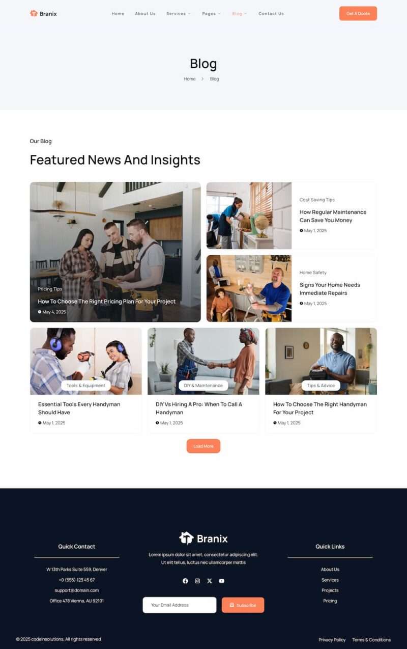 Blog — Branix - Handyman Services Elementor Template